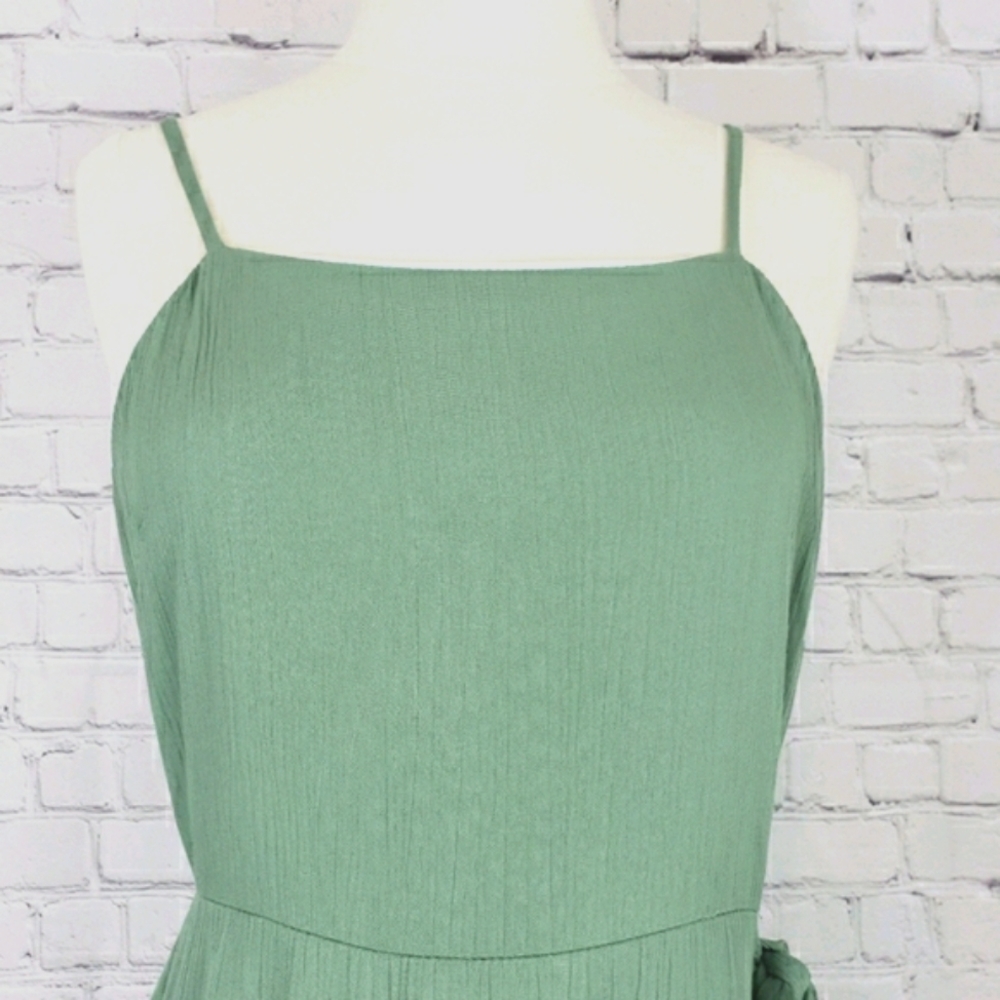 Sage The Label Spaghetti Strap Faux Wrap Dress Sage Green Size M - Picture 3 of 6